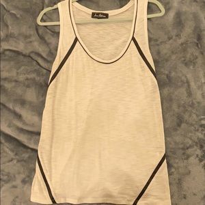 White Sam Edelman Tank w. Faux Leather Black Trim